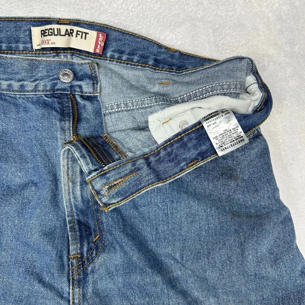 Levi's 505 Jeans Men's Blue Denim High Rise Regular Fit Straight Zip Fly - 37X29